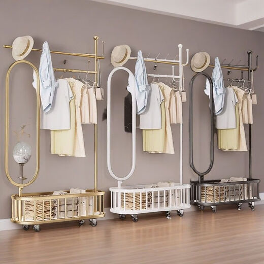 Verdickte bodengehende Kleiderbügel super dicke Schlafzimmer Haushalt drehen Ganzkörper-Dressing-Spiegel Multifunktion leichter luxuriöser Kleiderbügelbodenstil Gold GOLGS GOLSE MIT MILROR 100 CM