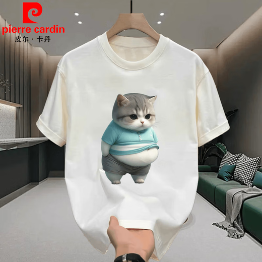 Pierre Cardin American Heavy Gewicht reine Baumwolle kurzärmelige T-Shirt für junge Männer und Frauen Sommer-INS Trendy Brand Street Lose vielseitige Top-Herrenkleidung schwarz [vorderes mittleres und großes Bild K7036 Fucat] Neuer 4xl empfohlen 195-210jin [Jin gleich 0,5 kg]