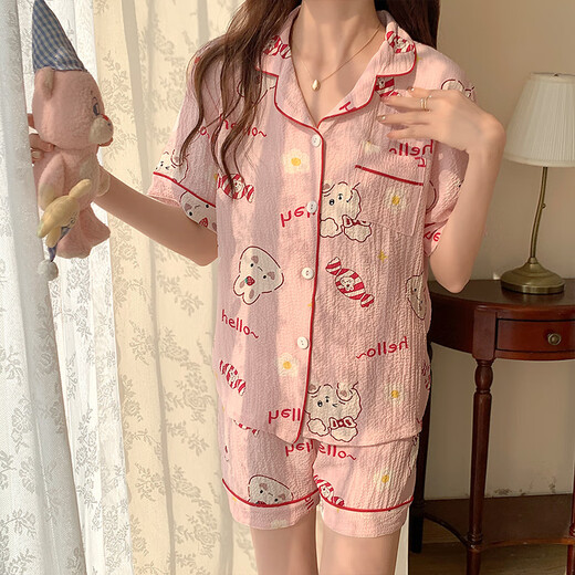 HUALIN FASHION夏季粉花泡泡袖短袖可爱薄款家居服套装 zd-673#库洛米 170 M