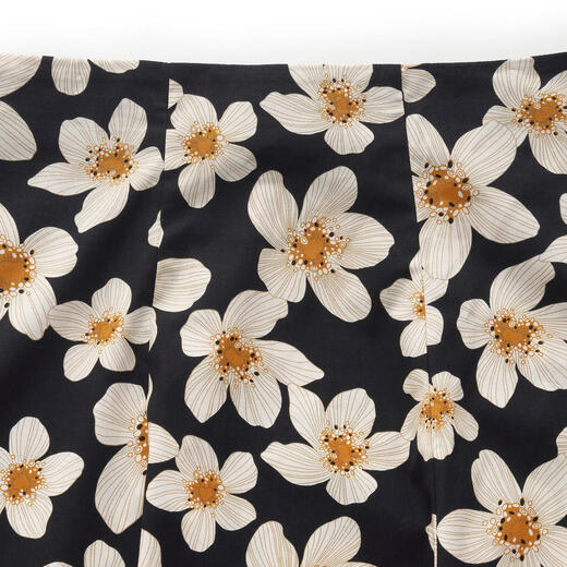 Gloria Skirt Wearing 2025 New High Waist Printed Skirt A-Line Skirt 1E5R2B140 1DD Black Gold Hand-painted Orange Flower M