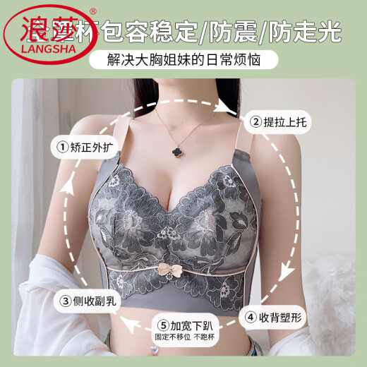 Langsha Sommer große Unterwäsche für Frauen dünne große Brüste zeigt kleine Brüste Sommersammlung und brach die Anti-SAG-Einstellung unter der Briebee, BH Mint Green 95d 42