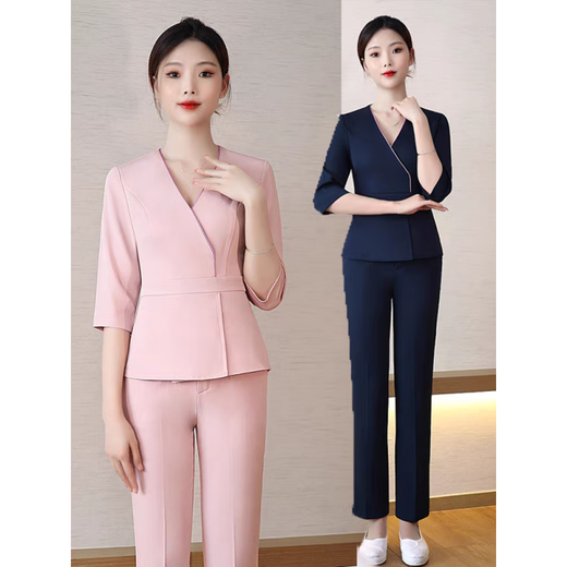 伊蜜魅产康师育婴师工作服高档美容院养生馆SPA会所月子中心制服套装 藏 单上衣藏青6296 S建议80-90斤 均码