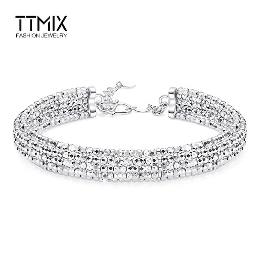 TTMIX shiny bouncy bead platinum bracelet fashionable temperament pt950 women's oval platinum bracelet large version 37.1-37.3g width 12.2mm