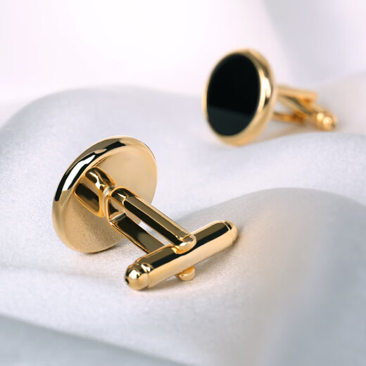 NOSSKISS Cufflinks Men's Golden Black Mica Cufflinks Stud Simple Light Luxury Fashion Business French Shirt Birthday Gift Gift Golden Black Mica