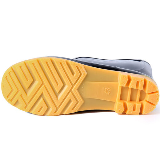 
3531 medium tube beef tendon sole anti-slip wear-resistant acid and alkali resistance three rain boots rain boots labor protection black rubber shoes water shoes black 41