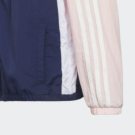 阿迪达斯（adidas）童装25夏女大童轻薄梭织外套三叶草三条纹宽松运动立领夹克KC1506