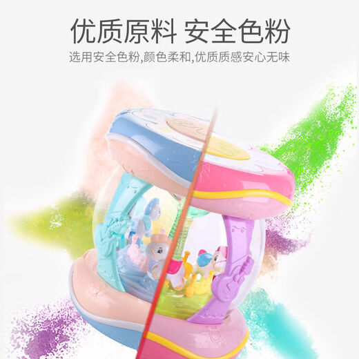 Heart Ancient Hand Pat Drum Baby Baby Children's Toys Music Music Drum puede ser recargable 8 Bebés de 1 año Educación temprana 6-12 meses 9934 Rosa
