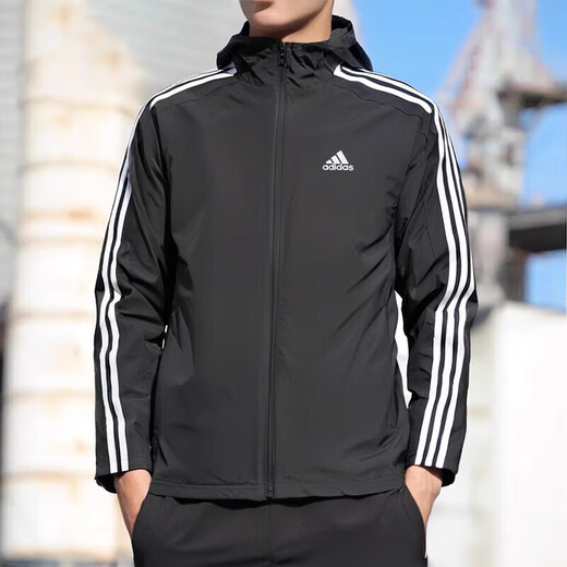 Adidas Herren Sportanzug 2025 Sommer Neue gewebte Kapuzenjacke Windschutz Jacke Strickhosen 2-teilige Set IB0381+GK9226 XS