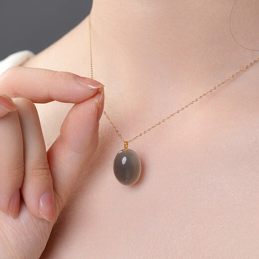 Dara 18K gold buckle and Hetian jade pendant female smoke purple pigeon egg necklace birthday gift for girlfriend and mother safety token
