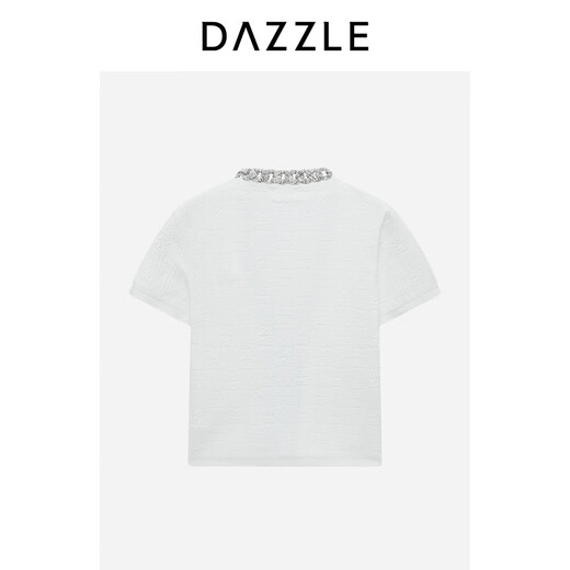 DAZZLE 地素毛衣夏季漂白色针织提花开衫 漂白色 XS