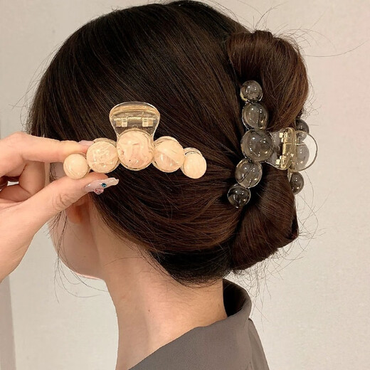 Temperament Gradient Planet Hair Clip Women's Back Head Hair Clip Medium Hair Volume Small Shark Clip Hair Clip Hair Accessories Gray Smudged Clip 8cm