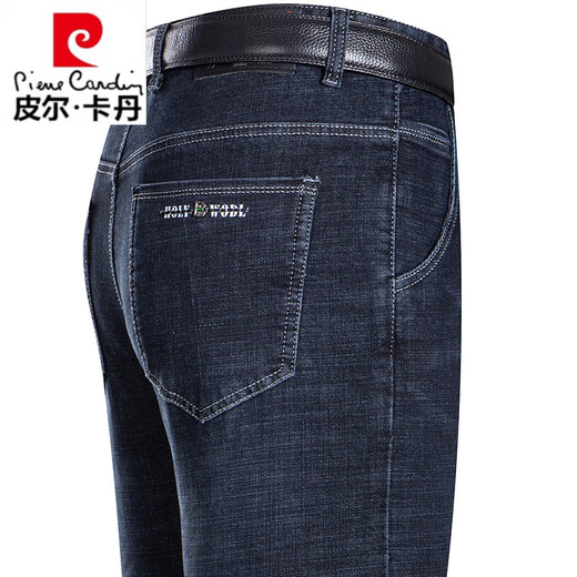 皮尔卡丹（pierre cardin）高端春夏牛仔裤男士直筒宽松薄款弹力裤中年高腰爸爸新疆棉长裤子 3891 中蓝内销品牌出口转内销 29 【2尺2腰围】内销品牌出口转内销