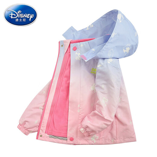 Disney Children's Jacket Autumn and Winter 2025 New Style Girl Baby Baby Three-in-One Desmontaje Charge I-Cloth Autumn Plus Velvet Gradiente Ropa de invierno Color 6623 más algodón se puede separar 130 cm