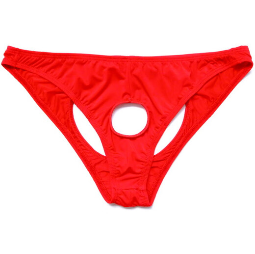 Men's Sexy Briefs Men's Low Waist Hollow Transparent Ice Silk Milk Silk Sexy Tight Thong T269 Black One Size (Suitable for 1'9--2'7 Waist)