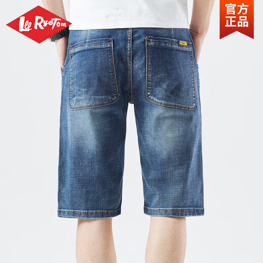 Lee ryetom牛仔短裤男大码宽松直筒弹力五分裤胖子肥佬300斤加肥加大中裤潮 蓝灰色 1389 30 120-130斤