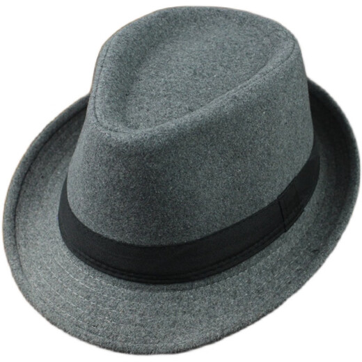 Oath to be a top hat for men, middle-aged and elderly, high-end spring and summer hats, high-end summer people, autumn and winter woolen woolen British fashion jazz hats, cloth and woolen material, light gray M (56-58cm)