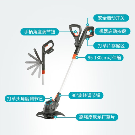 朗丁德国进口GARDENA嘉丁拿 锂电动打草机小型家用除草机充电式割灌机 升级版两电一充14701型号套装