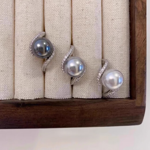 DL 1998DL1998 Australian white pearl ring summer light luxury sparkling diamond cross adjustable silver silver gray single pearl ring