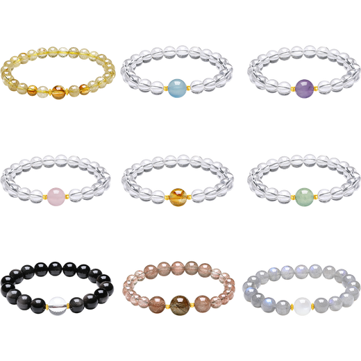 Saturday Blessing Crystal Rhapsody 18K Gold Bracelet Girl Birthday Gift Healing Balance White Crystal 17cm