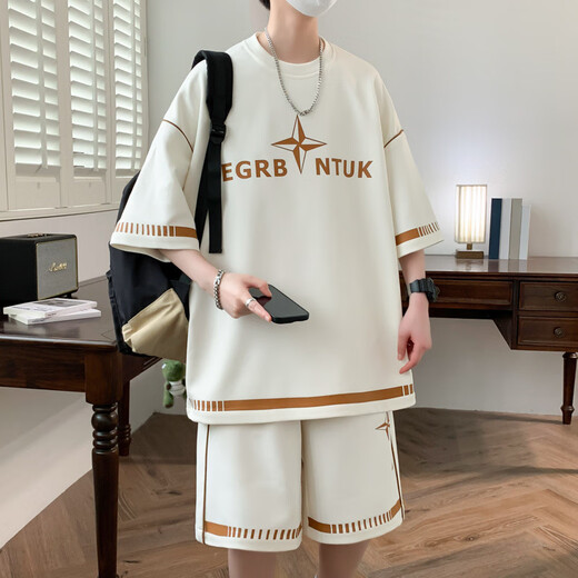 NJSKAKW夏季休闲运动套装男2024新款短袖短裤男士一套搭配帅气青少年衣服 691【套装】绿色 3XL 【150-165斤左右】