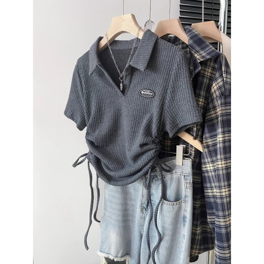 Zi Xinyue [3895 personnes collectez] la chemise à manches courtes en décolleté de style américain