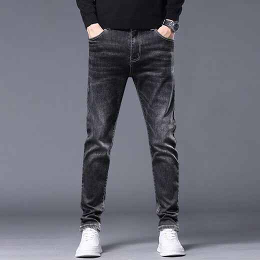 Avec des jeans extensibles de printemps de Yishion purs pour les hommes minces droits et polyvalents à la mode pantalons longs d'été 2025 Nouveau style 6621 bleu et gris 29