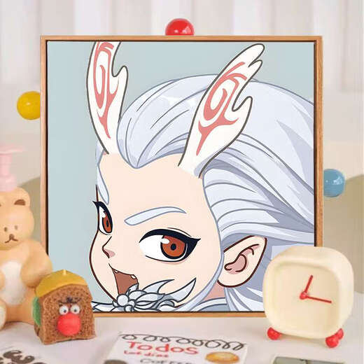 Q version of Nezha: The Devil Child’s Sea Digital Oil Painting Diy Ao Bing Nezha Cartoon 2025 Handmade Oil Painting Nezha J1047 20*20cm Inner Frame Ultra-clear Line Drawing 0 Basics