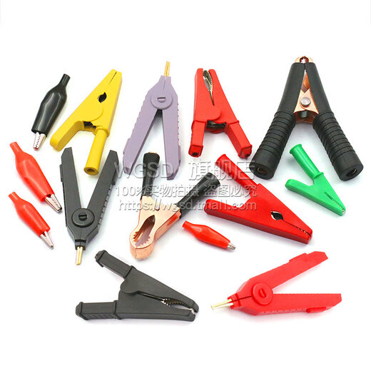 Dafuri Alligator Clip Test Clip Sheath Wire Power Clip Pure Copper Full Copper Connection Test Clamp Wiring Large, Medium and Small Pure Copper Small Flat Mouth Crocodile Clip Black Parts (2 pieces)