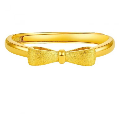 Taijufu gold-wrapped 999 solid gold ring, gold fugitive princess bow index finger ring, fashionable commuting style for girlfriend, bow ring for women, gold weight (0.15 grams)