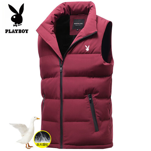 Playboy Stand Collar Down Vest Men's Winter New Youth Warm Vest Waistcoat Loose Vest Jacket 9998 Black L Recommended to wear 110-120 Jin Jin equals 0.5 kg