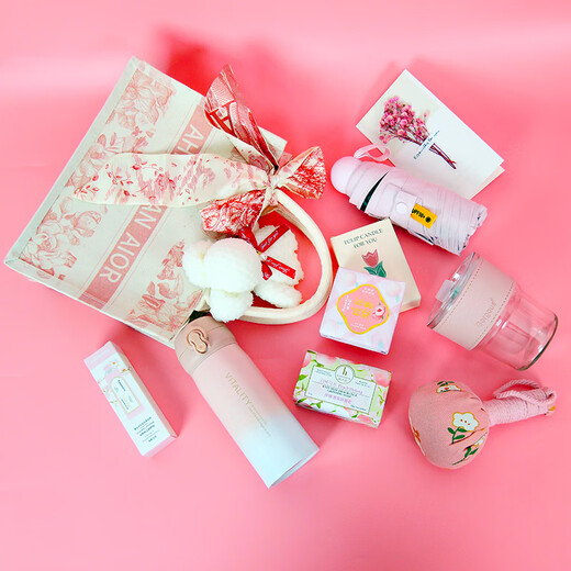 Full of heart graduation gifts for girls to give to teachers practical party members souvenirs customized gifts insulated water cup souvenir gift box Set 2: tote bag + thermos cup + capsule umbrella + mugwort hammer + dry flowers