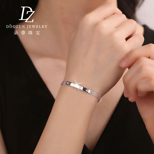 Duozun platinum bracelet for women new pt950 platinum bracelet simple woven light bracelet women's birthday gift for girlfriend 7.67g/length 15-18cm adjustable