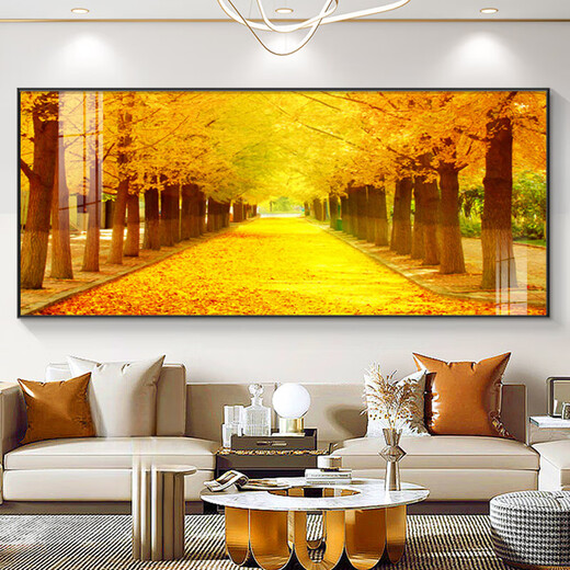 Salon de plancher doré peintures suspendues de canapé atmosphérique moderne peintures de décoration de paroi Golden Avenue paysage peinture murale 3294-hongyun dangtou-b hd huile toile environ 210 * 90m3 mètres canapé