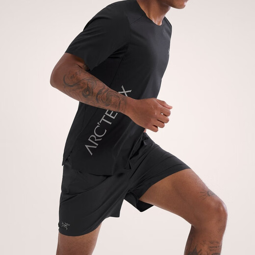 始祖鸟（ARC'TERYX）【包税】Arcteryx男士Norvan Downword Logo吸湿排汗短袖T恤X9720 黑色/隐秘灰Black/Solitude X972 S
