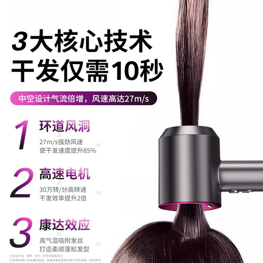 DIKTT German hair dryer, household mute negative ions, high power, no damage to hair, high-speed, quick-drying, leafless hair dryer, hair care, dormitory portable, business trip, baby, pet, lady only, digital display moonlight white, high-speed dry hair care - intelligent digital display 1.8m+ gift box