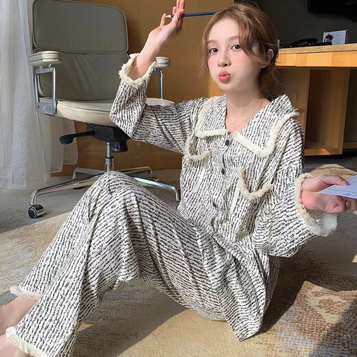 Pushui Fangfang Mickey Ice Silk Pajamas Women's Long Sleeve Sweet Home Clothing zd-728-101# Cartoon Mickey 180 XL