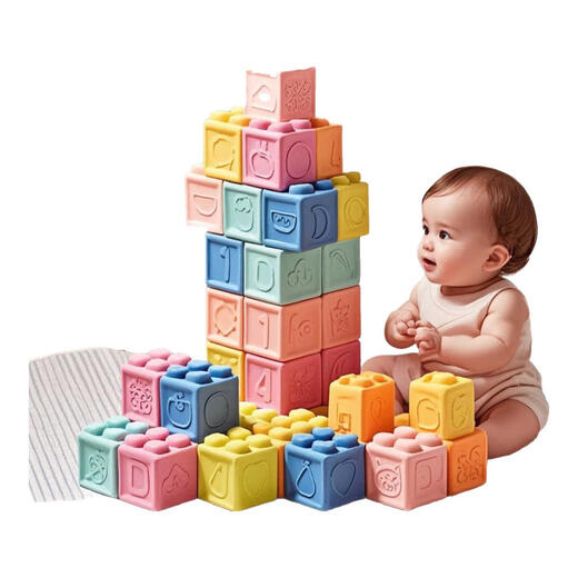 Yunya weiche Bausteine Baby kann weiche Klebstoff Silizium Baby Baby Zahnen Kleber 6 Monate altes großes Stück packendes Training 1 Jahre alte frühe Bildung Grafik Soft Klebstoff kann gekocht werden 16 Stücke