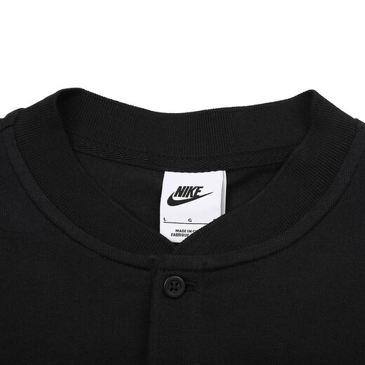 Nike (NIKE) pure cotton Henry collar polo shirt men's summer small hook breathable loose casual top men's simple T-shirt HQ5975-010/button/simple solid color L /175/92A