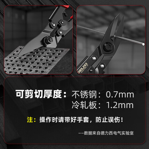 Delixi Electric industrial-grade iron shears, stainless steel powerful aviation scissors, multi-functional strong metal keel aluminum gusset plate special 8-inch single color straight head white blade