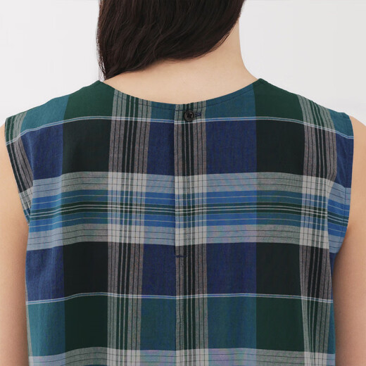 
MUJI women's Madras checked sleeveless dress women's skirt dress 25 summer new BC2NMA5S green checked S (155/80A)
