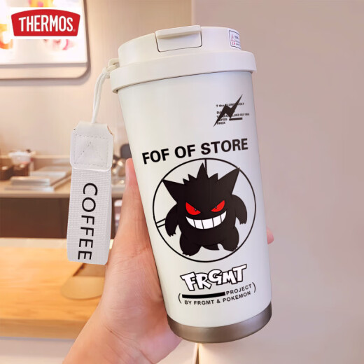 Thermos creative Geng Gui Thermo Copa Gran capacidad Copa de agua de paja Portable Doble Coffee Coffee Modelo Nuevo belleza de alto contenido de belleza para hombres y mujeres BXAB13795 Polvo fantasma + con cordón de cerámica Interior