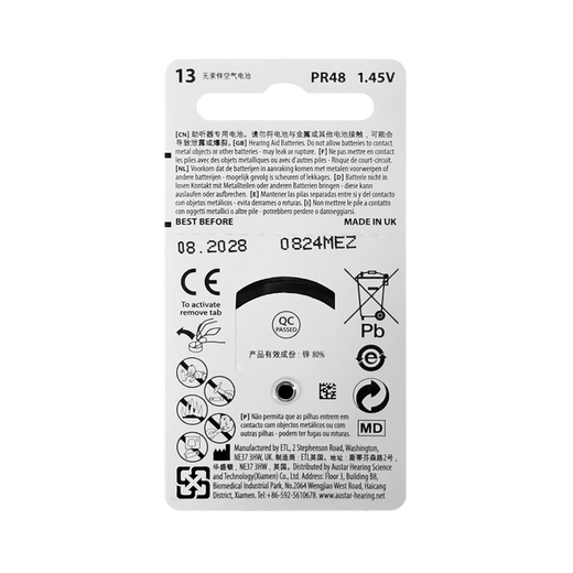 OSDA Ogolan Hörgerätebatterie Batterie importiert Zink Leere Hörgerät Batterie 10A 312A 13A 675 13A Batterie/1 Box 10 Boards