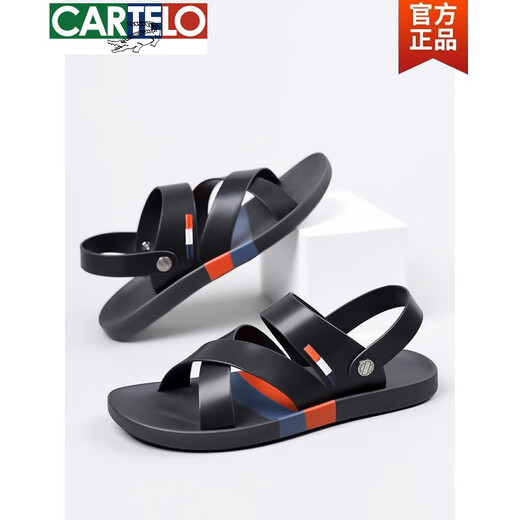 
CARTELO Sandals for men in summer 2025 new fashionable soft-soled beach shoes for men wearing waterproof and non-slip sandals for driving two-piece black 9793 39