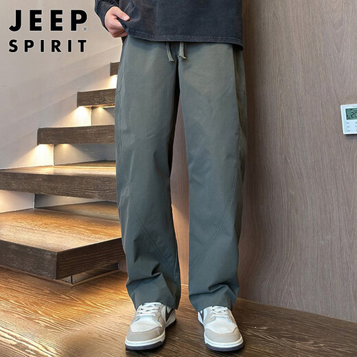 JEEP SPIRIT Jeep pants men's autumn and winter casual pants men's loose straight wide-leg trendy machete overalls sports pants