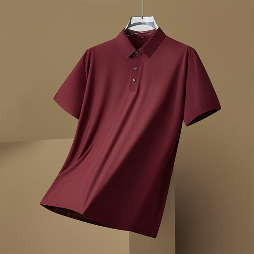 Runnbei High-End-Marke High-Elastic Ice Seide Polo-Hemd für Männer mit Fett Plus-Size-Hochzeitskleid Papa Casual Lose Hemd Black_825 [Geschenkbox] XL 180__140-160jin [Jin gleich 0,5 kg]