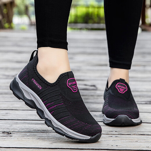 Frühlings- und Sommer Anti-Rutsch weicher alleiniger und älterer Menschen mit mittleren Alters und älteren Menschen, die Schuhe, Wanderschuhe, einen Fuß, Männer und Frauenschuhe, fliegen und atmungsaktive Schuhschuhe mit atmungsaktivem Arbeitskräften 9928 Black 40 Running