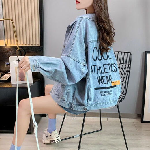 GTYUWVG denim jacket for women internet celebrity trendy short loose and versatile spring and autumn new denim jacket for women top 9926# picture blue S suggested 80--100Jin [Jin equals 0.5 kg]