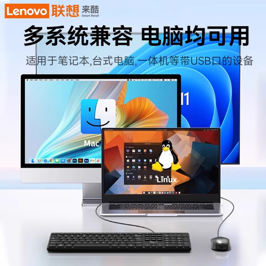 联想（lenovo）有线键盘鼠标套装 静音轻声键盘商务办公家用台式笔记本电脑通用USB外接 防泼溅防尘 【CM102】有线键盘套装-黑