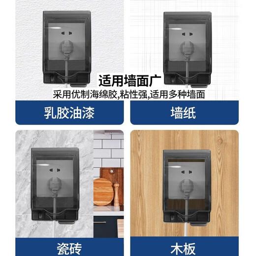 Zhongmi Socket Waterproof Cover Transparent Socket Waterproof Box Socket Protective Cover Protective Cover Switch Protective Cover Splash-proof Box Paste Heightened and Longened Pure Transparent-1 PC