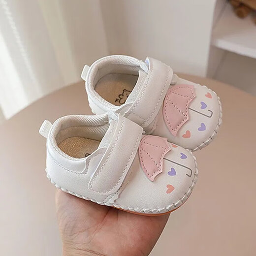 迪士尼（Disney）春秋新款学步鞋宝宝软底0-1岁半防掉婴儿鞋子3-6-9个月女宝宝单鞋 白色 A-9 13 内长约10.5厘米建议2-4月